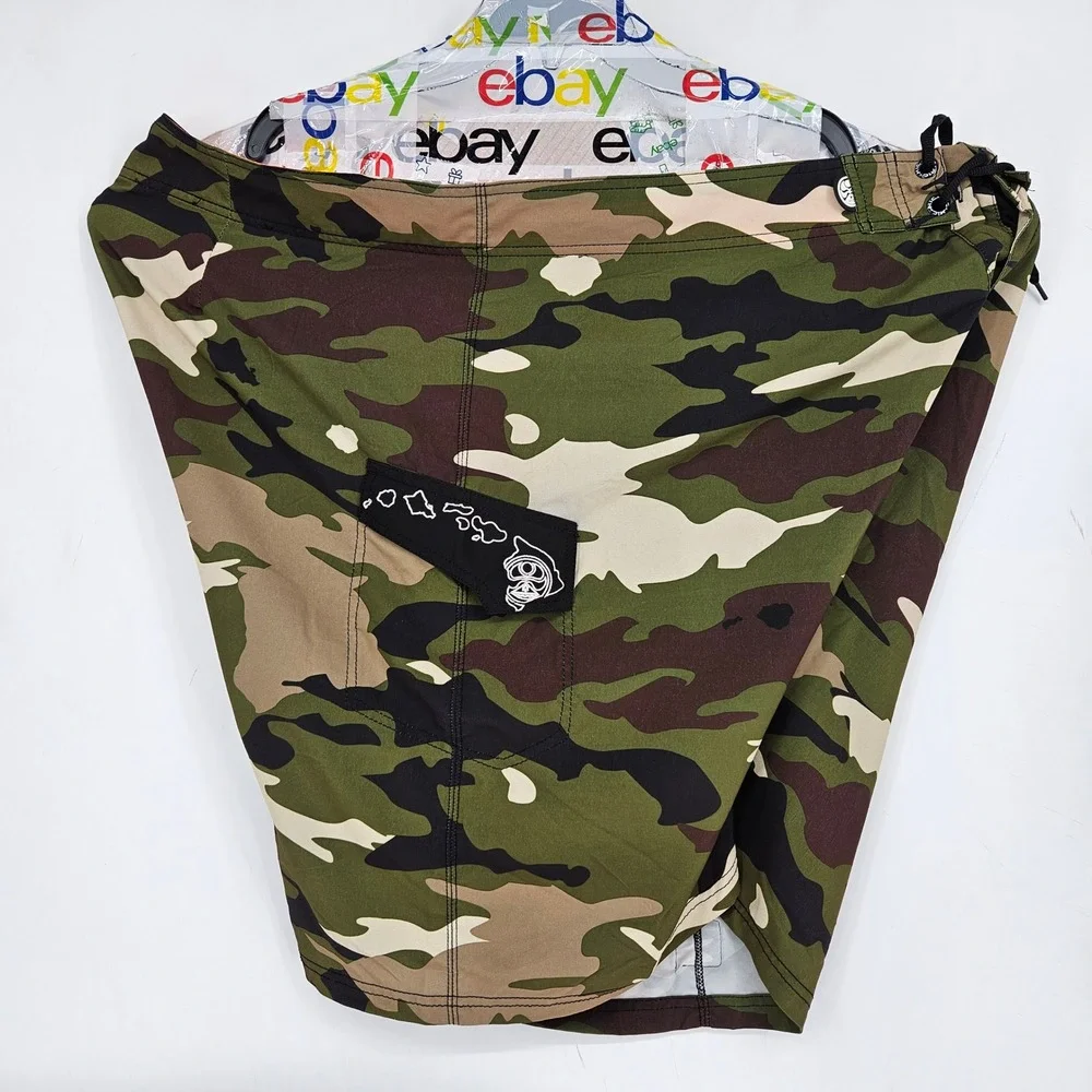 Hawaiian Island Creations HIC Swim Trunks Mens‎ 50 Camouflage Drawstring Summer